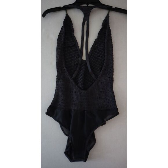 Free People OB1534839 Women's Sz S Gray Silk Racerback Bodysuit $68 - Picture 2 of 4